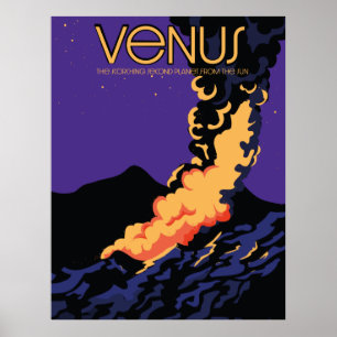 Planet Venus-Mok voor ruimtekunst met twee toonaan Poster