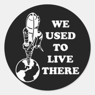 Planet waar we woonden, bespaart de ruimte op aard ronde sticker
