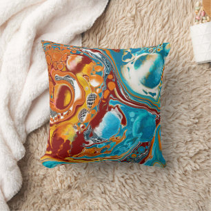 Planetaire blauw kunst kussen