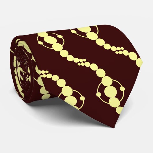 Planetaire processor - Bleek geel op bruin Stropdas (Opgerold)