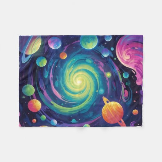 Planetaire spin fleece deken (Voorkant (Horizontaal))