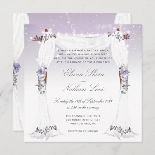 Planétarium Chuppah Faire-part de mariage (Devant / Derrière)