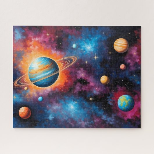 Planète Anneaux Galaxie Colorée Puzzle de l'Espace (Horizontal)