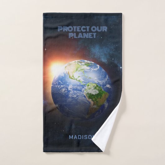 Planète de texte personnalisé Terre (Serviette à main)