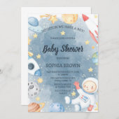 Planète Espace Externe Baby shower Invitation Garç (Devant / Derrière)