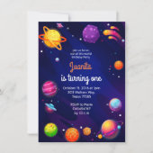 Planète espace solaire invitation 1er anniversaire (Devant)