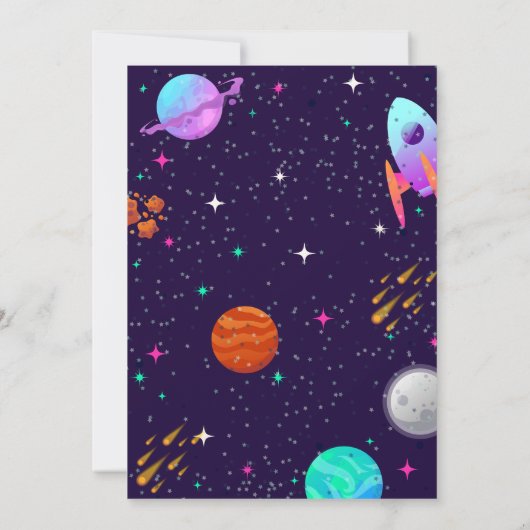 Planète fusée galaxie & carte de remerciements spa (Dos)