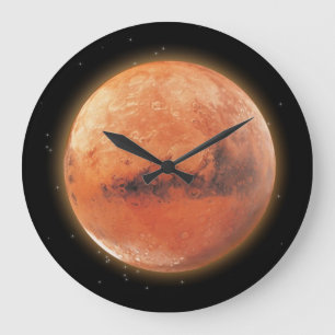 Planète Mars et horloge murale étoilée