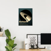 Planète Saturne avec anneaux et faits affiche pour (Bureau à domicile)