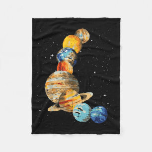 Planeten Aquarel Schilderkunst Ruimte Melkweg Kuns Fleece Deken