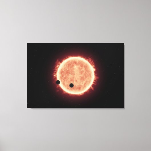 Planeten die de rode dwergster in Trappist-1 overs Canvas Afdruk (Voorkant)