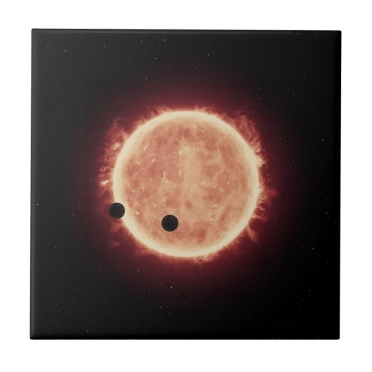 Planeten die de rode dwergster in Trappist-1 overs Tegeltje (Voorkant)