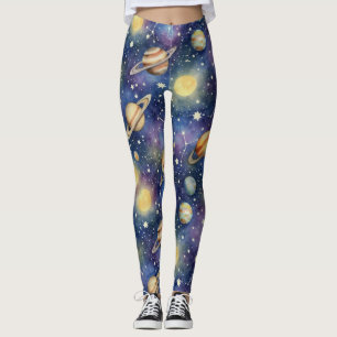 Planeten en sterrenbeelden naadloos patroon leggings