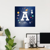 Planeten en uniek Space Baby Name Monogram Poster (Thuiskantoor)