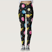 Planeten Moons Galaxy Pattern Leggings (Voorkant)