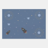 Planeten & raket, buitenruimte inpakpapier (Voorkant)