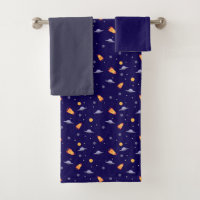 Planeten sterren patroon blauw donkergrijs set Han