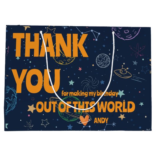 Planeten & Sterren Verjaardagsfeest Favoriet Dank Groot Cadeauzakje (Achterkant)