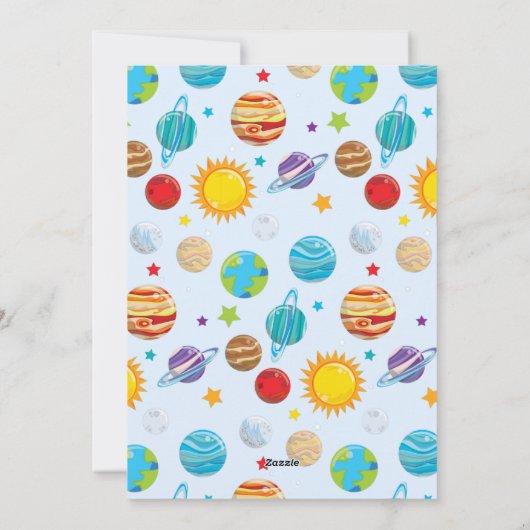 Planeten Verjaardagsfeestuitnodiging Feestdagenkaart (Achterkant)