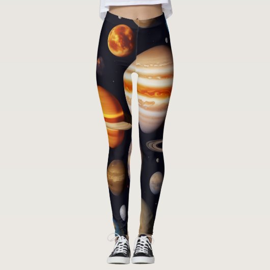 Planetenpatroon Leggings (Voorkant)