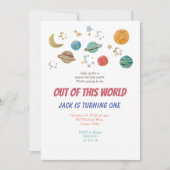 Planètes Aquarelle Invitation de la fête du jour (Devant)