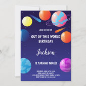 Planètes Espace Extérieur Enfants Invitation (Devant)