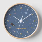 Planètes et Rocket, horloge murale spatiale extern (Recto)