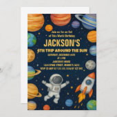 Planètes et roquettes Invitation d'anniversaire (Devant / Derrière)