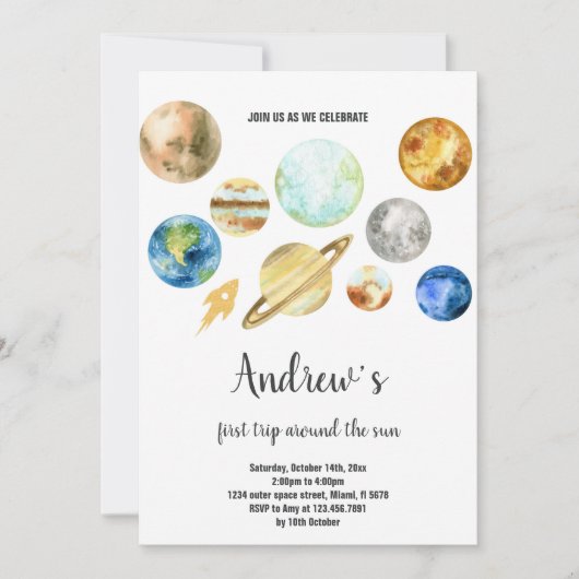Planètes Galaxy Invitations d'anniversaire (Devant)