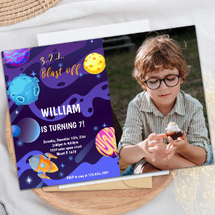 Planètes Invitation d'anniversaire avec photo