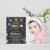 Planètes invitations d'anniversaire avec photo (Debout devant)
