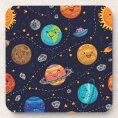 Planètes joyeuses Dessous de verre à dos de liège (Devant)