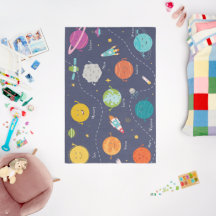 Planètes spatiales Bleu roquette