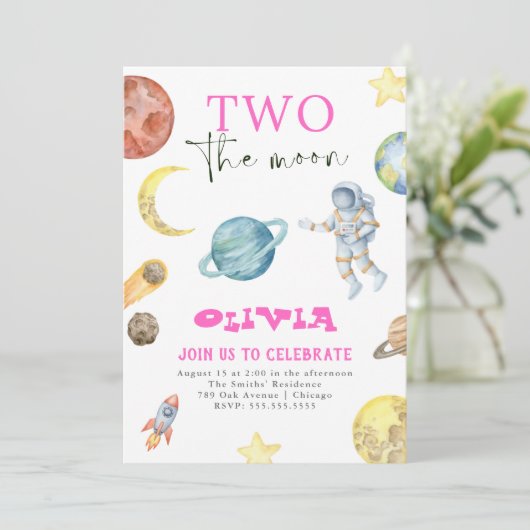 Planètes spatiales Extérieures 2e Invitation Fille (Debout devant)