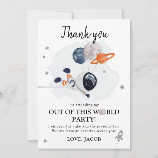 Planètes spatiales Galaxy Boy Carte de remerciemen (Devant)
