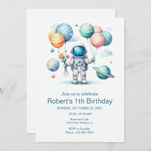 Planètes spatiales Invitation d'astronautes de Roc (Devant / Derrière)