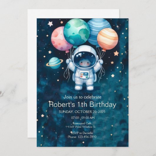 Planètes spatiales Invitation d'astronautes de Roc (Devant / Derrière)