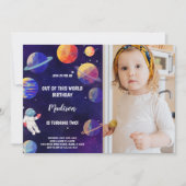 Planètes violettes Galaxy Invitations avec photo (Devant)