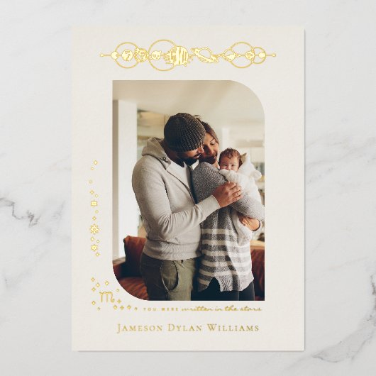 Planètes Zodiac | Scorpio Faire-part de naissance (Recto)