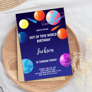 Planets Outer Space Kinder feestuitnodiging Kaart