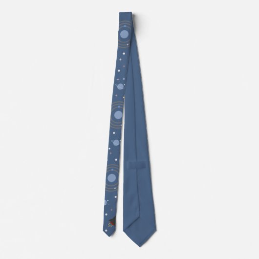 Planets & Rocket, Outer Space Blue Stropdas (Achterkant)