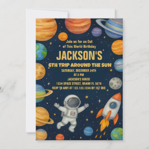 Planets & Rockets verjaardagsuitnodiging Kaart
