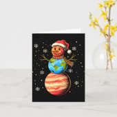 Planets Snowman Space Funny Christmas Astronomy Fo Kaart (Gele Bloem)