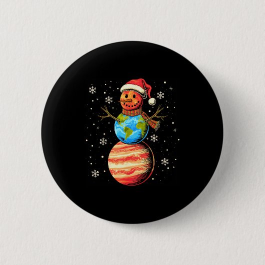 Planets Snowman Space Funny Christmas Astronomy Fo Ronde Button 5,7 Cm (Voorkant)