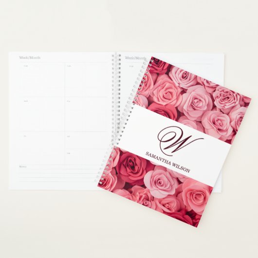 Planeur Mariage Floral Annuaire Monogramme (Devant avec enveloppe)