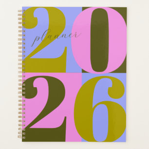 Planificateur à blocs de couleur gras rose et vert