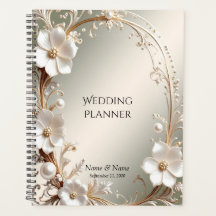 Planificateur à cadre floral blanc orné