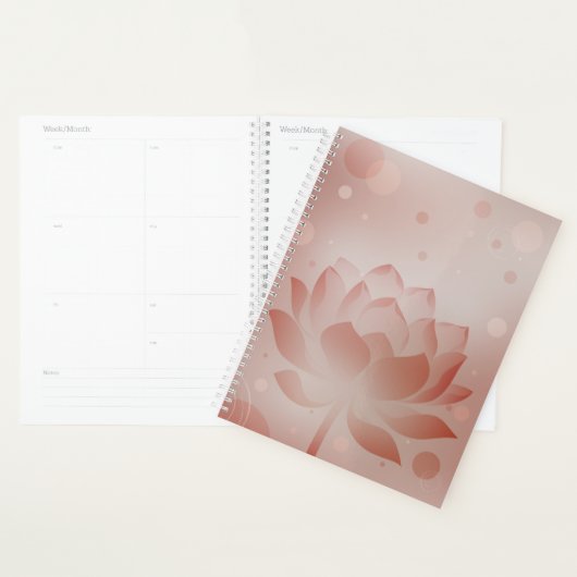 Planificateur à couverture rigide Rouge Lotus Glow (Devant avec enveloppe)