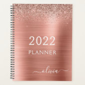 Planificateur à monogramme avec strass rose doré 2 (Devant)
