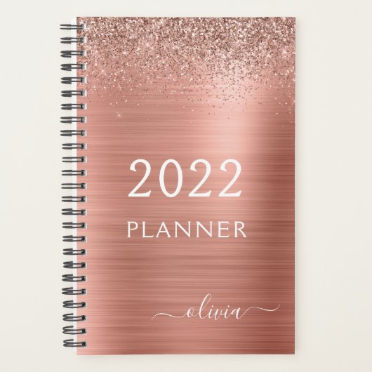Planificateur à monogramme avec strass rose gold 2 (Devant)